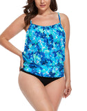 FULLFITALL - Water Orchid Lightweight Blouson Tankini Set