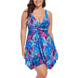 FULLFITALL - Blue Palm Two Piece Handkerchief Swimdress set