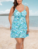 FULLFITALL - Tropical Palm Tie Front Underwire Swimdress