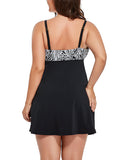 FULLFITALL - Black White Jungle Tie Front Underwire Swimdress