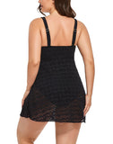 FULLFITALL - Black Crochet Side Slit V-Neck Swimdress