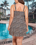 FULLFITALL - Leopard Print Two-Piece Bandeau Swimdress