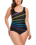 FULLFITALL - Multi Colorblock Fan Tank Swimsuit