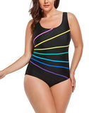 FULLFITALL - Multi Colorblock Fan Tank Swimsuit