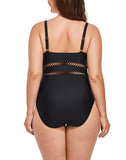 FULLFITALL - Black Lattice Plunge One Piece Swimsuit