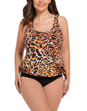 FULLFITALL - Leopard Print Side Tie Blouson Tankini Top