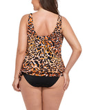 FULLFITALL - Leopard Print Side Tie Blouson Tankini Top