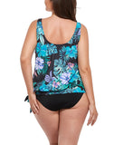 FULLFITALL - Green palm Side Tie Blouson Tankini Set