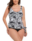 FULLFITALL - Leaves Classic Side Tie Blouson Tankini Top