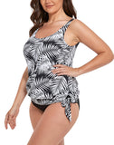 FULLFITALL - Leaves Classic Side Tie Blouson Tankini Top