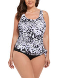 FULLFITALL - Dew Drops Side Tie Blouson Tankini Set