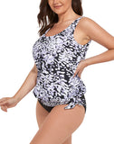 FULLFITALL - Dew Drops Side Tie Blouson Tankini Set