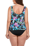 FULLFITALL - Neon Tropical Side Tie Blouson Tankini Top