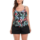 FULLFITALL - Sland Blooms Loop Strap Blouson Tankini with Cargo Swim Short