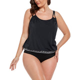 FULLFITALL - Black Loop Strap Blouson Tankini Top